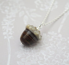 Load image into Gallery viewer, Brown Swirl Glass Lucky Acorn Pendant Necklace