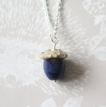 Load image into Gallery viewer, Purple Swirl Glass Lucky Acorn Pendant Necklace