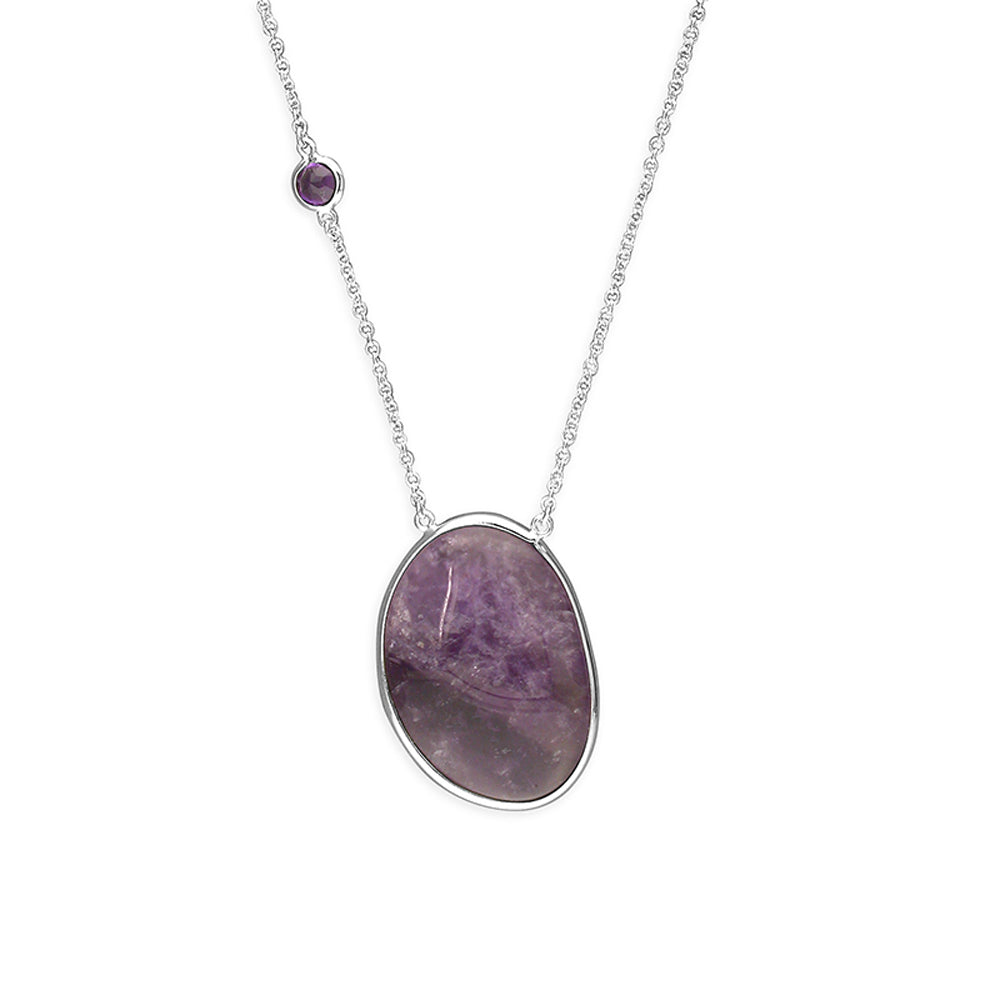 Solid 925 Sterling Silver Amethyst Healing Pendant Necklace