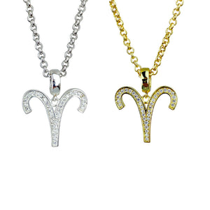 Gold & Silver Plated Aries Horoscope Zodiac Czech Crystal Pendant Necklace