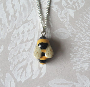 Bumble Bee Porcelain Pendant Necklace