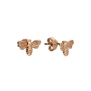 Solid 925 Sterling Silver 24k Rose Gold Plated Bumble Bee Stud Earrings