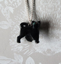 Load image into Gallery viewer, Black Cat Kitten Porcelain Pendant Necklace
