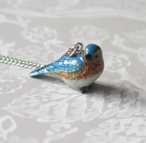 Bluebird Porcelain Pendant Necklace