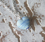 Sea Breeze Glass Lampwork Heart Pendant Necklace