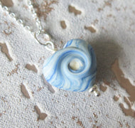 Sea Breeze Glass Lampwork Beach Wave Swirl Heart Pendant Necklace