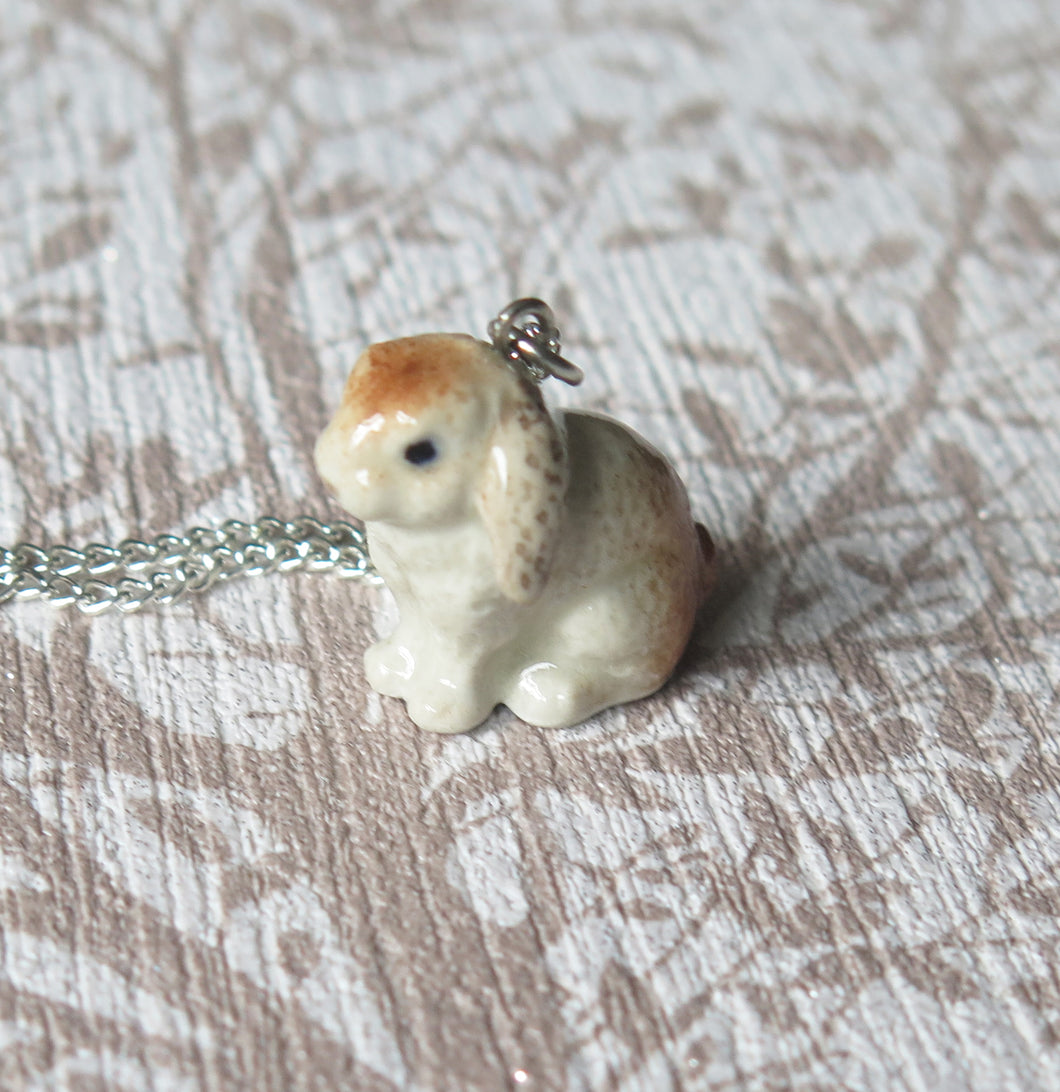 Cute Bunny Rabbit Porcelain Pendant Necklace