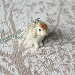 Cute Bunny Rabbit Porcelain Pendant Necklace