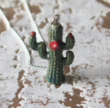 Load image into Gallery viewer, Funky Cactus Porcelain Pendant Necklace