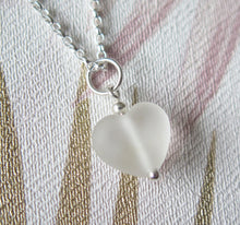 Load image into Gallery viewer, Frosted Clear Lampwork Heart Pendant Necklace
