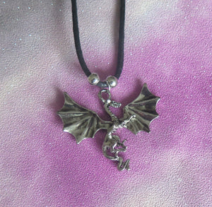 Open-Winged Mythical Dragon Pendant Necklace