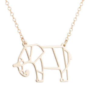 Rose Gold, Gold and Silver Plated Lucky Elephant Origami Pendant Necklace