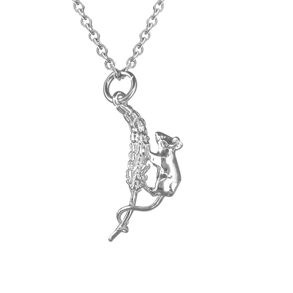 Sterling Silver Solid 925 Mouse Pendant Necklace