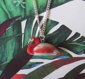 Flamingo Porcelain Pendant Necklace