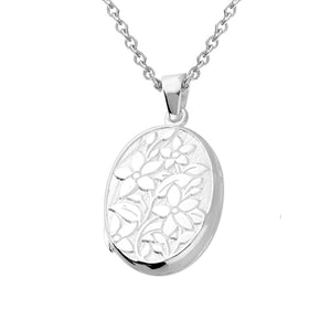 Solid 925 Sterling Silver Flower Keepsake Locket