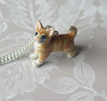 Load image into Gallery viewer, Ginger Tabby Cat Kitten Porcelain Pendant Necklace