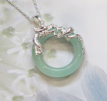 Load image into Gallery viewer, Sterling Silver Jade Chinese Dragon Pendant Necklace