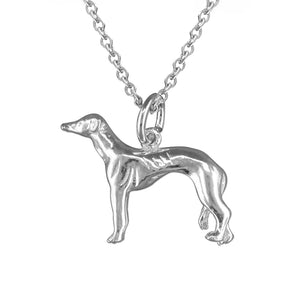 Stunning Solid 925 Sterling Silver Greyhound Whippet Pendant Necklace