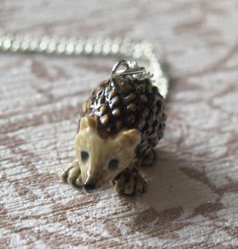 Hedgehog Porcelain Pendant Necklace