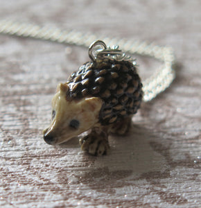 Hedgehog Porcelain Pendant Necklace