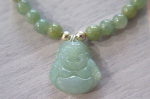 Lucky Genuine Grade A Jade & 925 Sterling Silver Buddha Bracelet