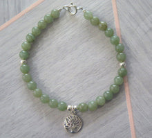Load image into Gallery viewer, Lucky Genuine Grade A Jade &amp; 925 Sterling Silver Celtic Tree of Life Bracelet