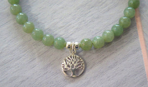 Lucky Genuine Grade A Jade & 925 Sterling Silver Celtic Tree of Life Bracelet
