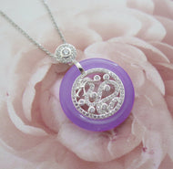 Lucky Rare Grade A Natural Lavender Jade & 925 Sterling Silver Chinese Dragon Pendant