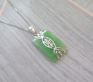 Lucky Genuine Grade A Natural Jade & 925 Sterling Silver Good Health Pendant