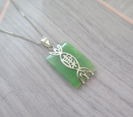Lucky Genuine Grade A Natural Jade & 925 Sterling Silver Good Health Pendant