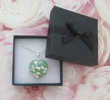 Load image into Gallery viewer, Lucky Grade A Natural Green Jade &amp; 925 Sterling Silver Rose Heart Pendant