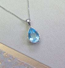 Load image into Gallery viewer, Solid 925 Sterling Silver Genuine High Quality Topaz Crystal Teardrop Pendant Necklace
