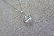 Load image into Gallery viewer, High Quality Solid 925 Sterling Silver Czech Crystal Teardrop Pendant Necklace