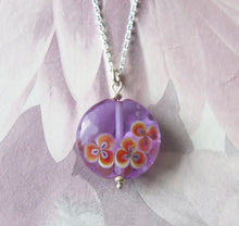 Load image into Gallery viewer, Glass Lampwork Orchid Flower Pendant Necklace