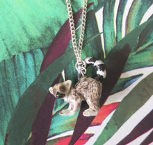 Load image into Gallery viewer, Lemur Monkey Porcelain Pendant Necklace