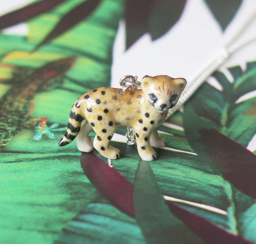 Baby Cheetah Porcelain Pendant Necklace