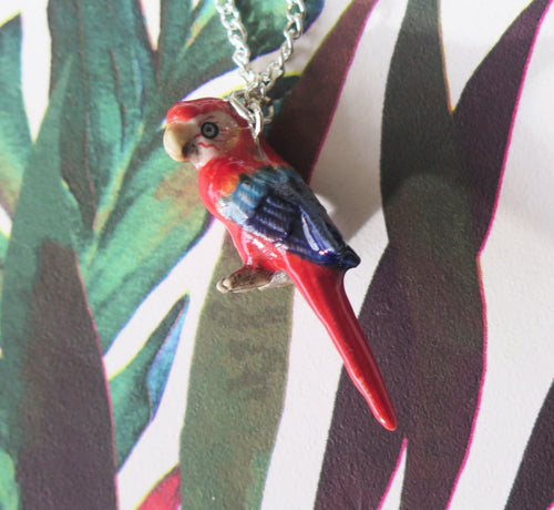 Parrot Porcelain Pendant Necklace