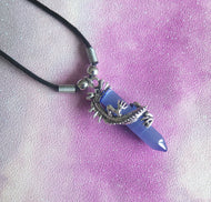 Mythical Chinese Dragon Purple Cats Eye Pendant Necklace
