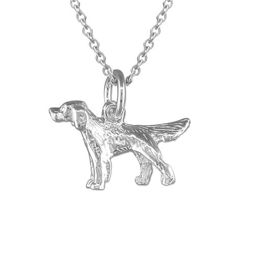 Sterling Silver Golden Retriever Dog Pendant Necklace