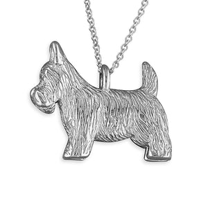 Sterling Silver Scottish Terrier Scottie Dog Pendant Necklace
