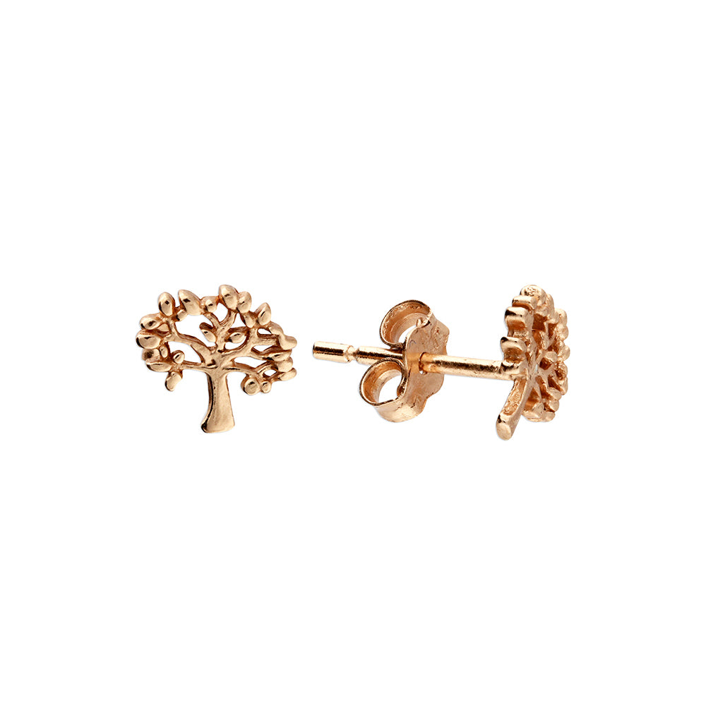 Sterling Silver 24k Rose Gold Celtic Tree of Life Stud Earrings