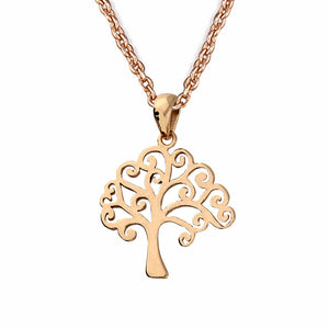 Sterling Silver 24k Rose Gold Celtic Tree of Life Pendant Necklace
