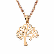 Sterling Silver 24k Rose Gold Celtic Tree of Life Pendant Necklace