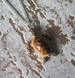 Turtle Porcelain Pendant Necklace
