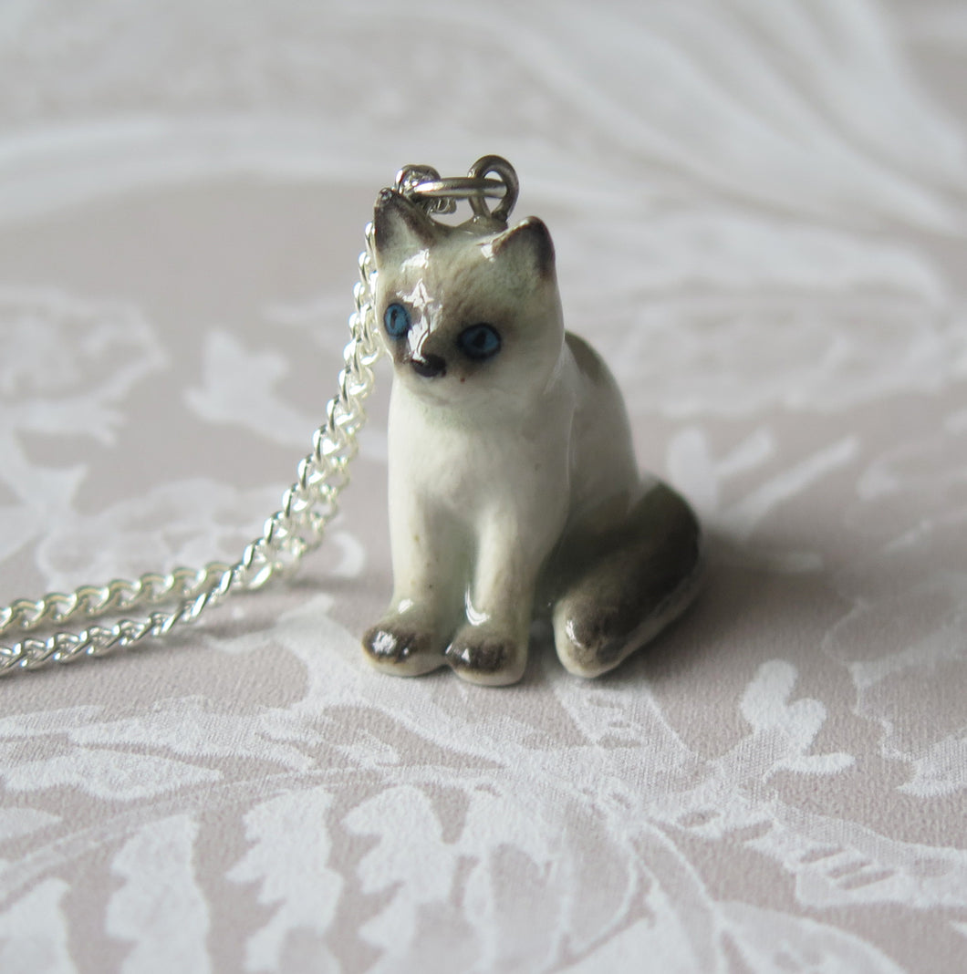 Ragdoll Cat Kitten Porcelain Pendant Necklace