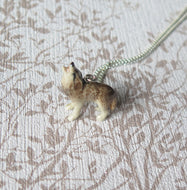 Howling Wolf Porcelain Pendant Necklace