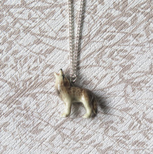 Load image into Gallery viewer, Howling Wolf Porcelain Pendant Necklace